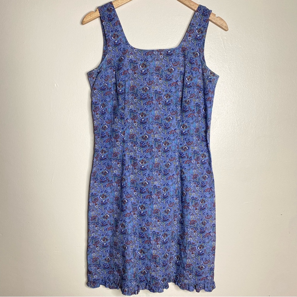 Faded Glory Blue Floral Print Sleeveless Dress